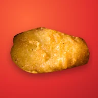Nuggie Vault icon: a single golden chicken nugget on ketchup red