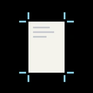 Pagebench icon: a white page on black, with blue crop marks at its corners